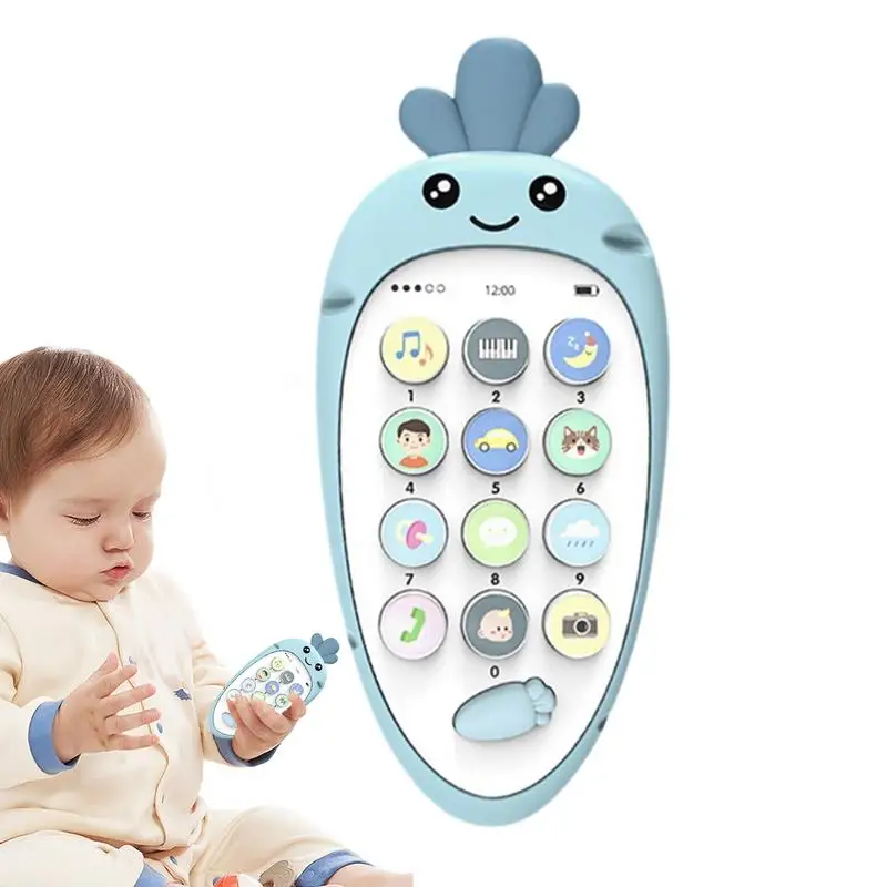 

Toddler Phone Teething Toy Learning Toddler Sound Kids Toy Phone Interactive Sensory Bilingual Teething Toys Carrot Phone Shaped