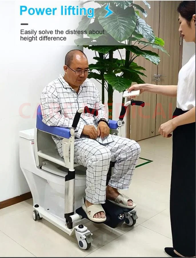 Electric Patient Transfer Lift Multifunctional Open Up Wheel chair Mobile Seat Bed Disabled Elderly Toilet Commode chair
