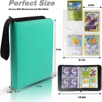 Leather Anime Trading Card Holder 4-Grid Zipper Game Card Collections Pack Baseball Card Storge Bag For Storage 400 Cards Holded 2