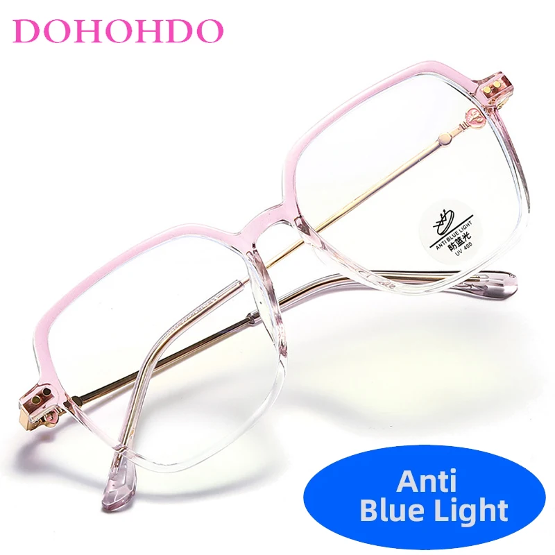 

DOHOHDO 2024 Large Frame Square Anti Blue Light Women Glasses Frame Fashion Men Transparent Candy Color Eyeglasses College Style