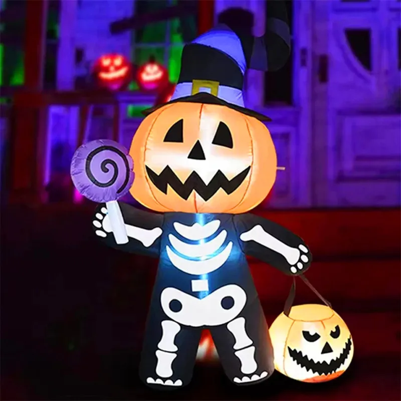 1.8M/6FT Halloween Inflatable Decoration Toy Giant Pumpkin Skull Ghost Outdoor Yard Garden With LED Lights