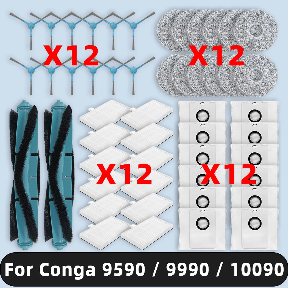 Lot De 4 Sacs De Rechange Pour Aspirateur Robot Conga 15090 Spin Et Revolution - Filtration Haute Performance
