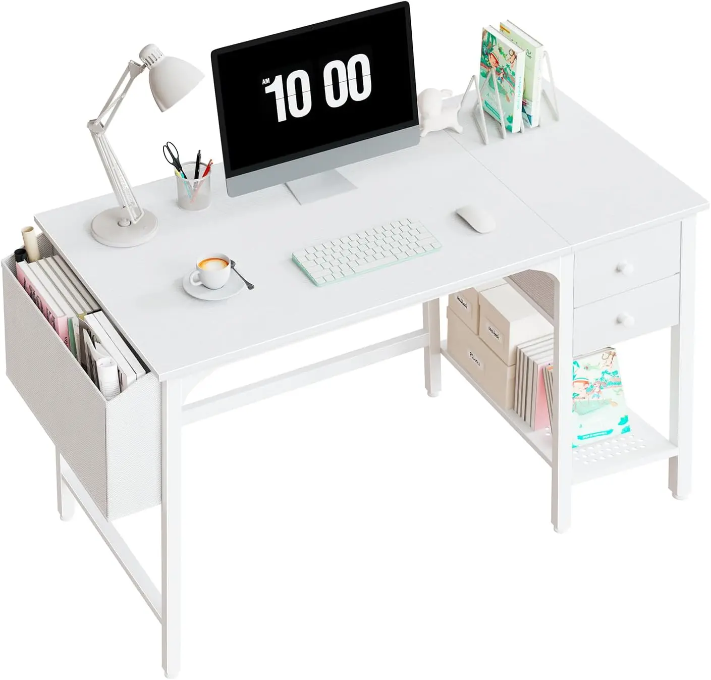 3 TYPES White Small Desk with Drawers - 40 Inch Computer Desk for Small Space Home Office Modern Simple Study Table PC Desks 2