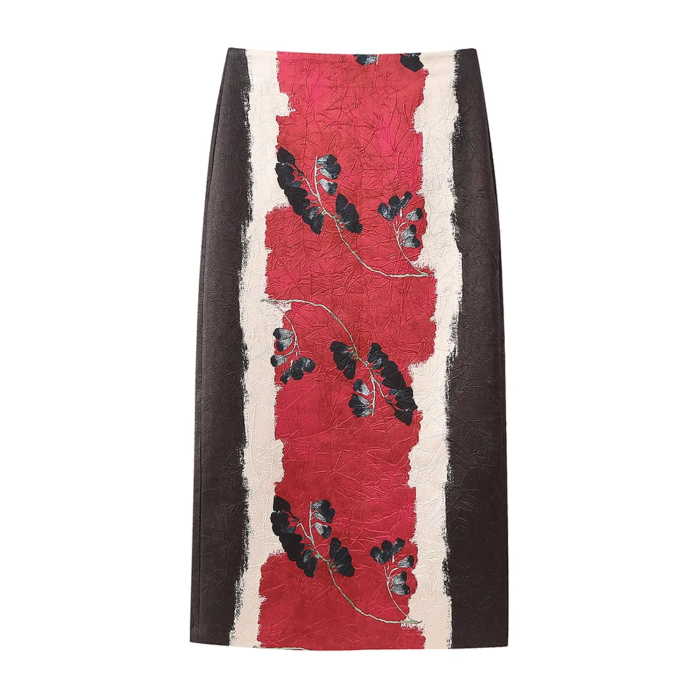 

Floral Pencil Skirt High Waist Printed Stylish Long Skirts For Women Autumn Midi Skirt With Slit Elegant Woman Skirt VD4355