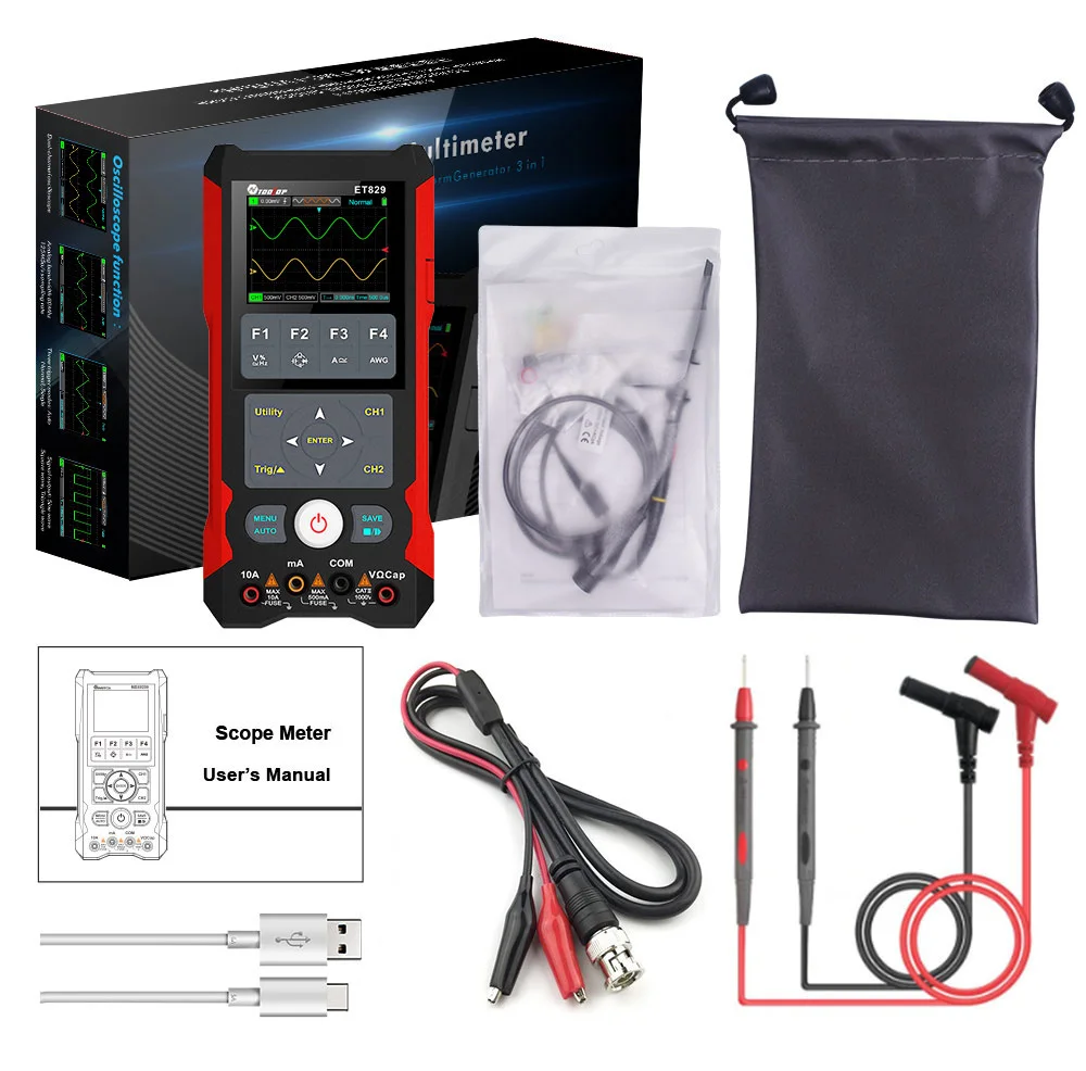 ET829 2 Channel 80MHz Digital Storage Oscilloscope Multimeter Signal Generator 3
