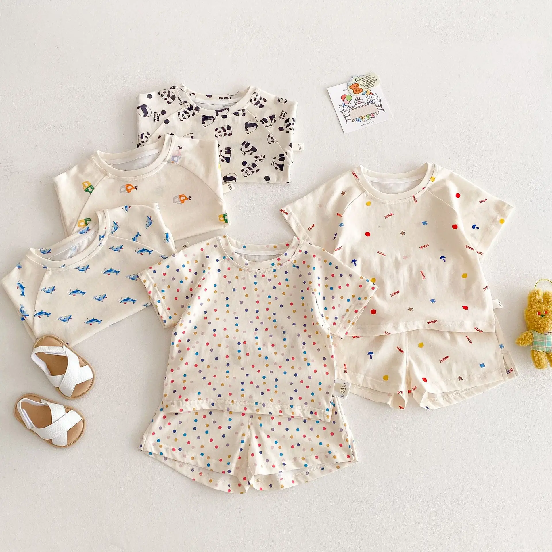 Cotton Cartoon Printed Kids T Shirt and Shorts Set