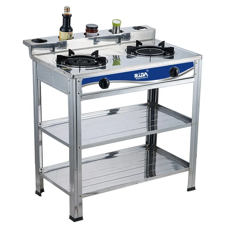 Factory Price Fast Food Restaurant Stainless Steel Infrared Home Free Stand 2 Burner Gas Stove