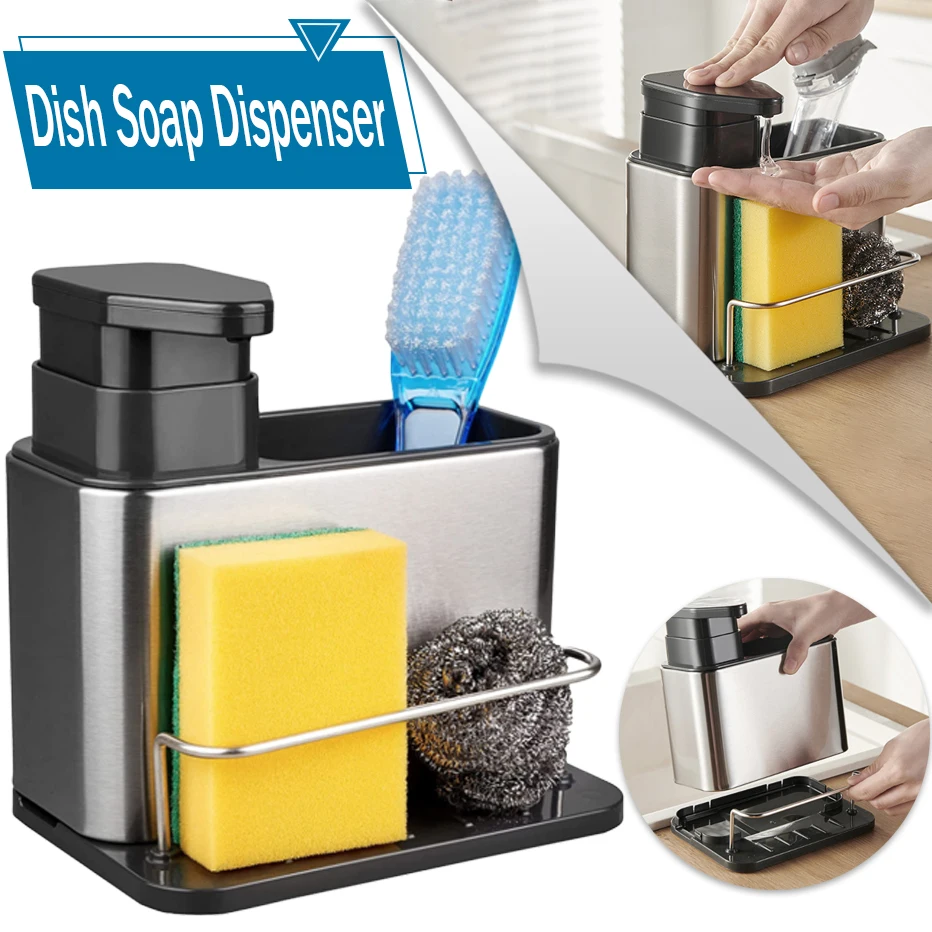 3in1KitchenSoapDispenserSpongeHolderDishSoapDispenser