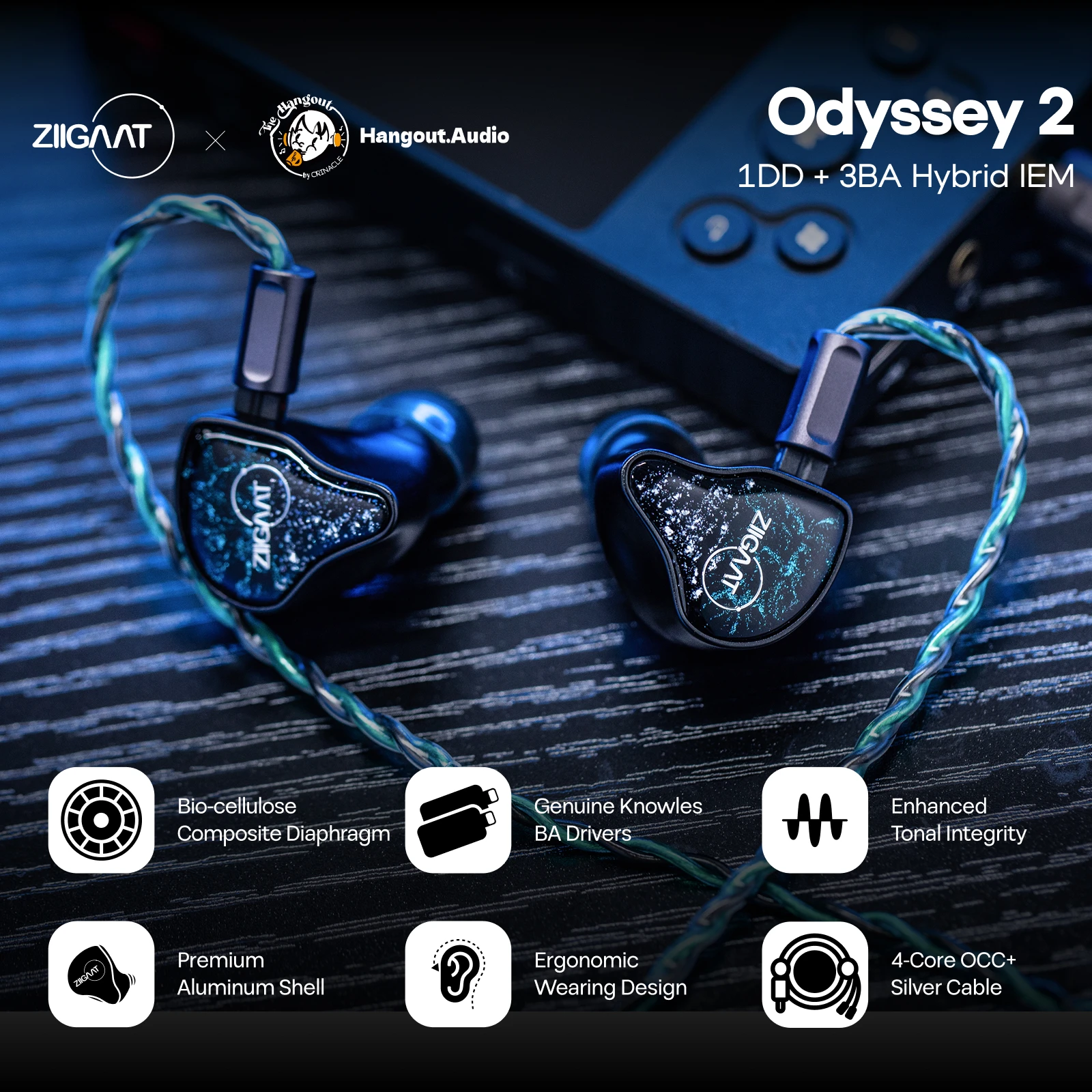 Linsoul ZiiGaat x Hangout.Audio: Odyssey 2 1DD + 3BA Hybrid IEM