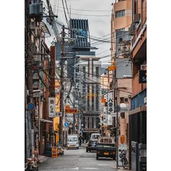 Traditional Japan Nightscape Canvas Painting - Wall Art Home Decor - 40X60cm Unframed (5)