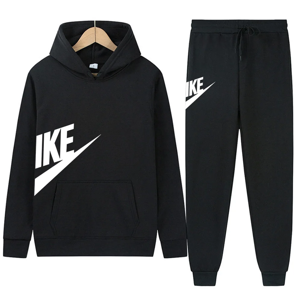 Classic brand sportswear men's set, long sleeved pullover and jogging pants, 2-piece set, fitness running suit, sportswear, Mal