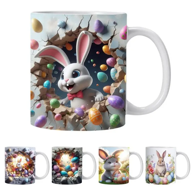 

350ml 3D Cute Rabbit Ceramic Coffee Mug White Easter Bunny Rabbit Cups Large Capacity Drinkware Housewarming Gifts