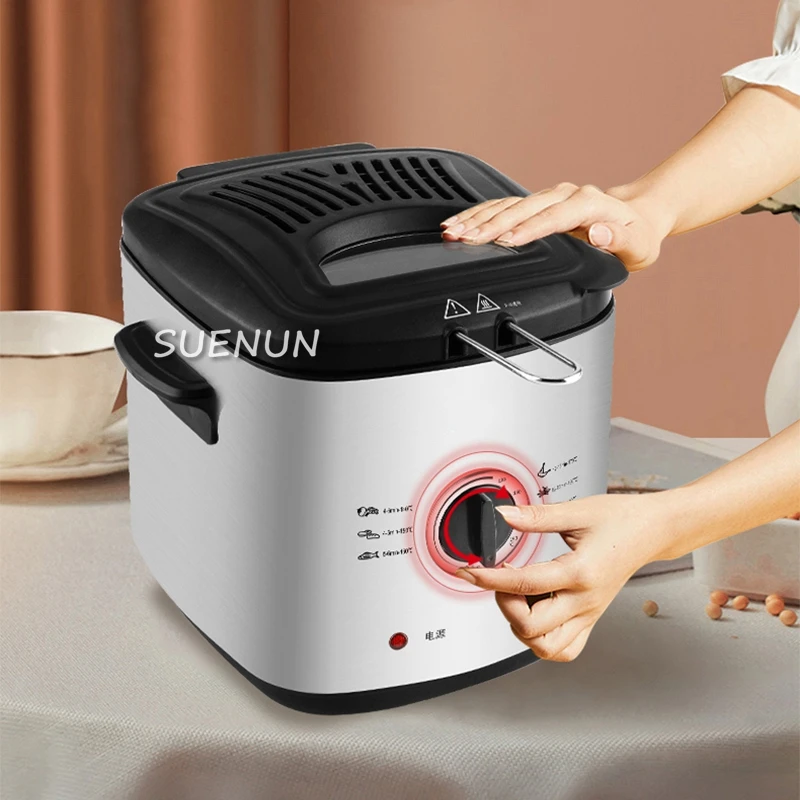 1.2L electric fryer 220V stainless steel detachable liner household mini constant temperature deep fryer