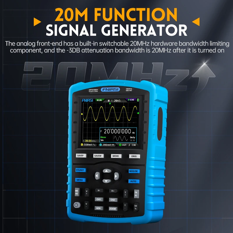 

120Mhz 2-in- Oscilloscope 500MSa/s 2.8inch Color Screen with Blue Adhesive Coating Wave Refresh Rate Trigger Function XY MODE