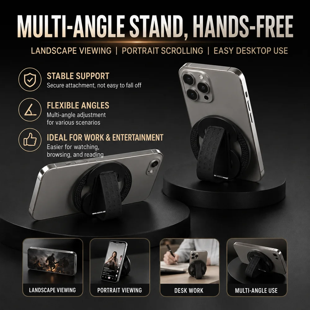 Universal Magnetic Foldable Phone Stand - Strong Magnet & Portable Holder