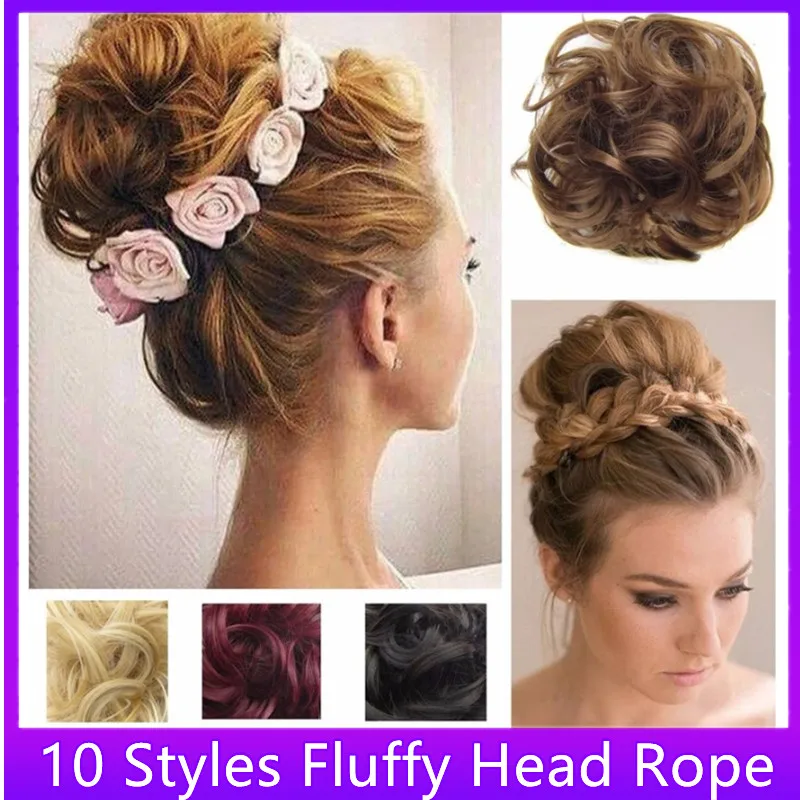 Curly Elastic Extension Scrunshie Wrap Women Party Wedding Messy Chignon Hair Band Head Rope Accessories |