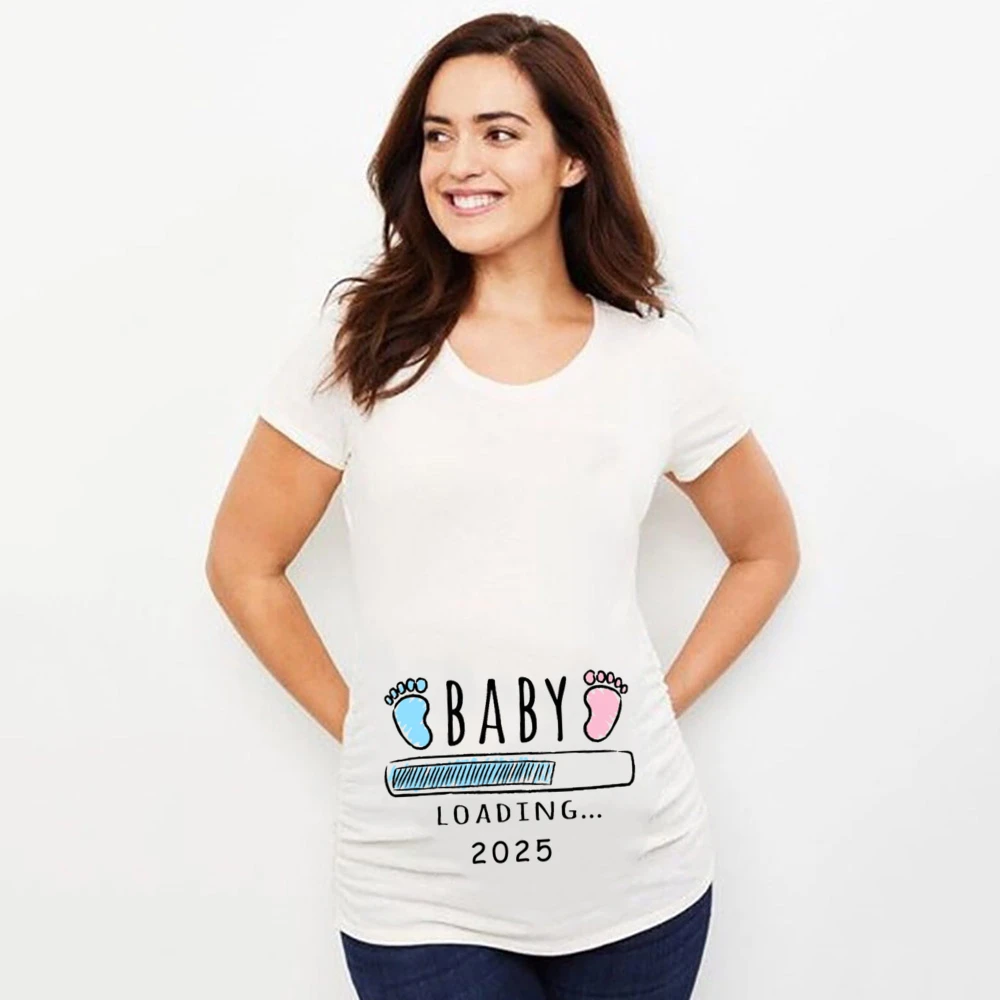 Baby Loading 2025 Print Pregnant T-Shirt Maternity Short Sleeve T Shirts Pregnancy Announcement Tops New Mom Tshirt Clothes Tees 3
