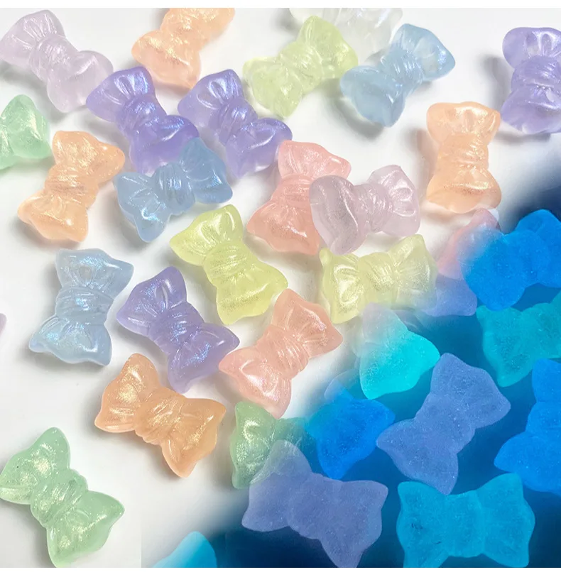 

10 шт./упаковка, акриловые Серебристые мерцающие бусины с бантом для бижутерии/телефона ручной работы, около 16x24 мм, y1773