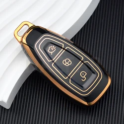 Premium TPU Car Key Case - Sleek and Durable Protection (Gold Black)