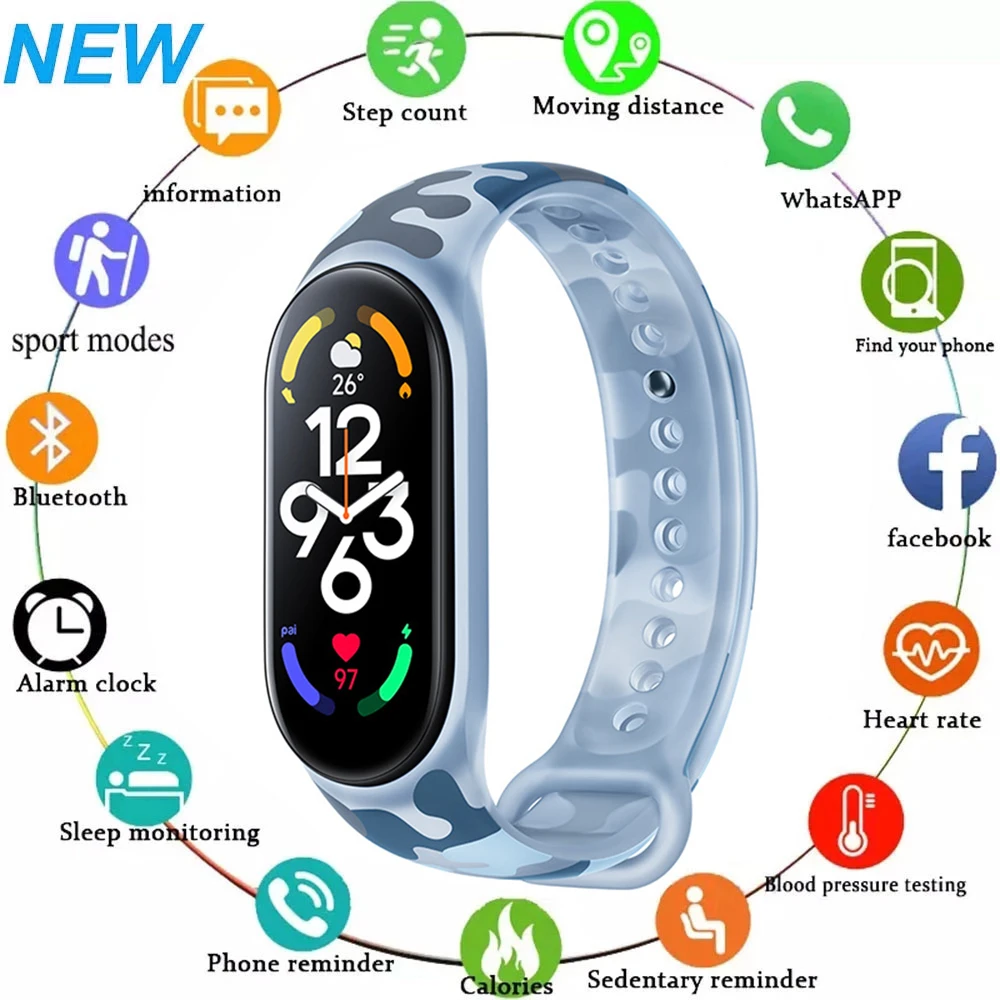 New M7 Smart Bracelet Women Men Smart Wristband Heart Rate Monitoring