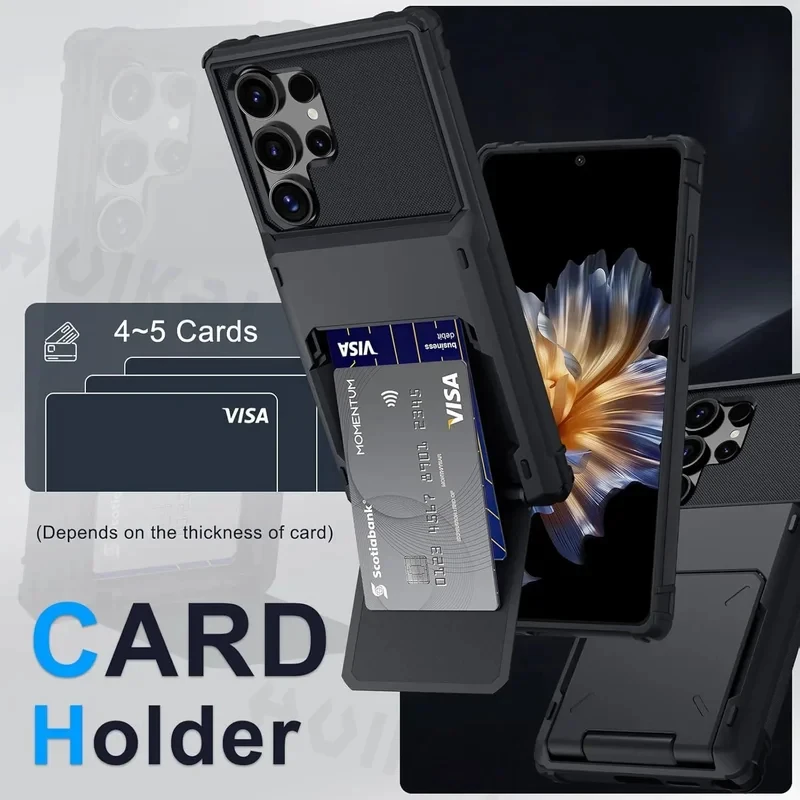 Heavy Duty Wallet Case with Hidden Flip Slot and Card Holder