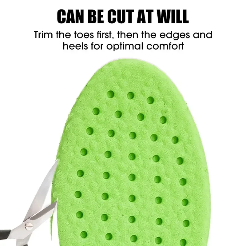 Unisex Black Green Soft Insole Sweat Absorbing Breathable Shoe-pad Deodorizing Sponge Air Orthopedic Insoles Easy Clean Brioche
