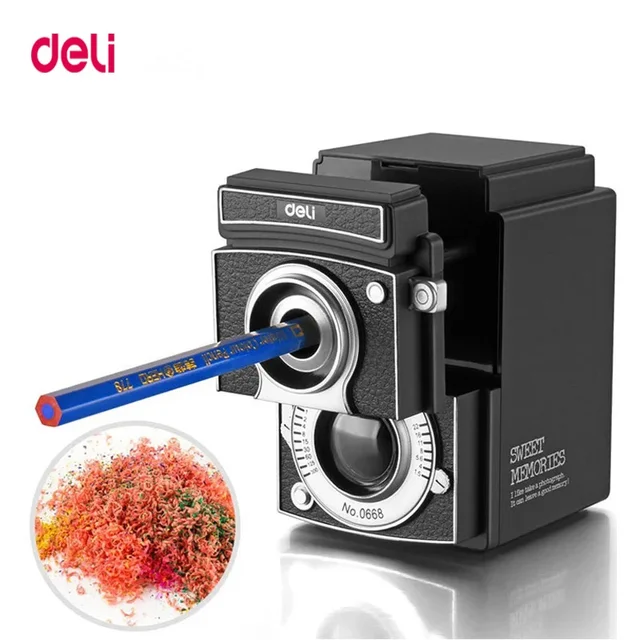 Deli Rotary Pencil Sharpener 6.5-12mm Adjustable Camera Sharpener Machine Stationery Pencil Cutter Knife Supplies 1