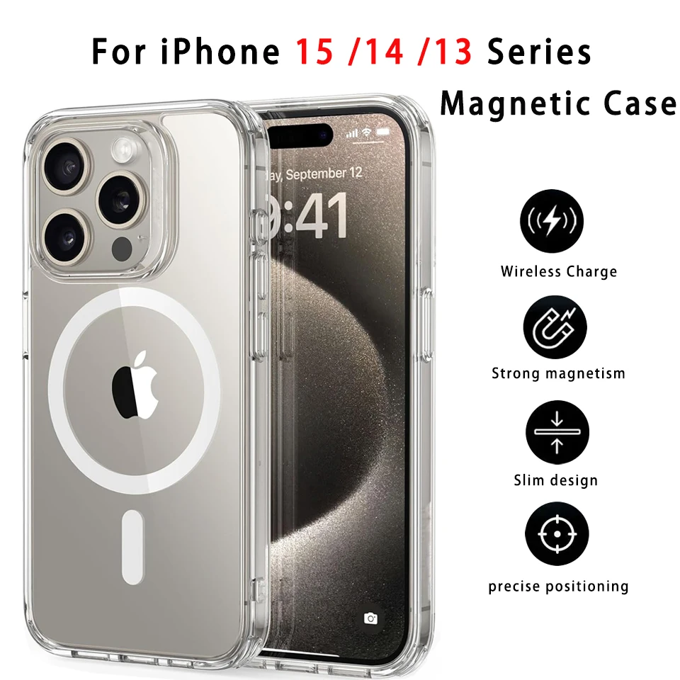 Case For Iphone 15 Pro Compatible With Magsafe Wireless Charger Case Cover Magnetic For Iphone 14 Plus 13pro Max 12 Mini Macsafe - AliExpress