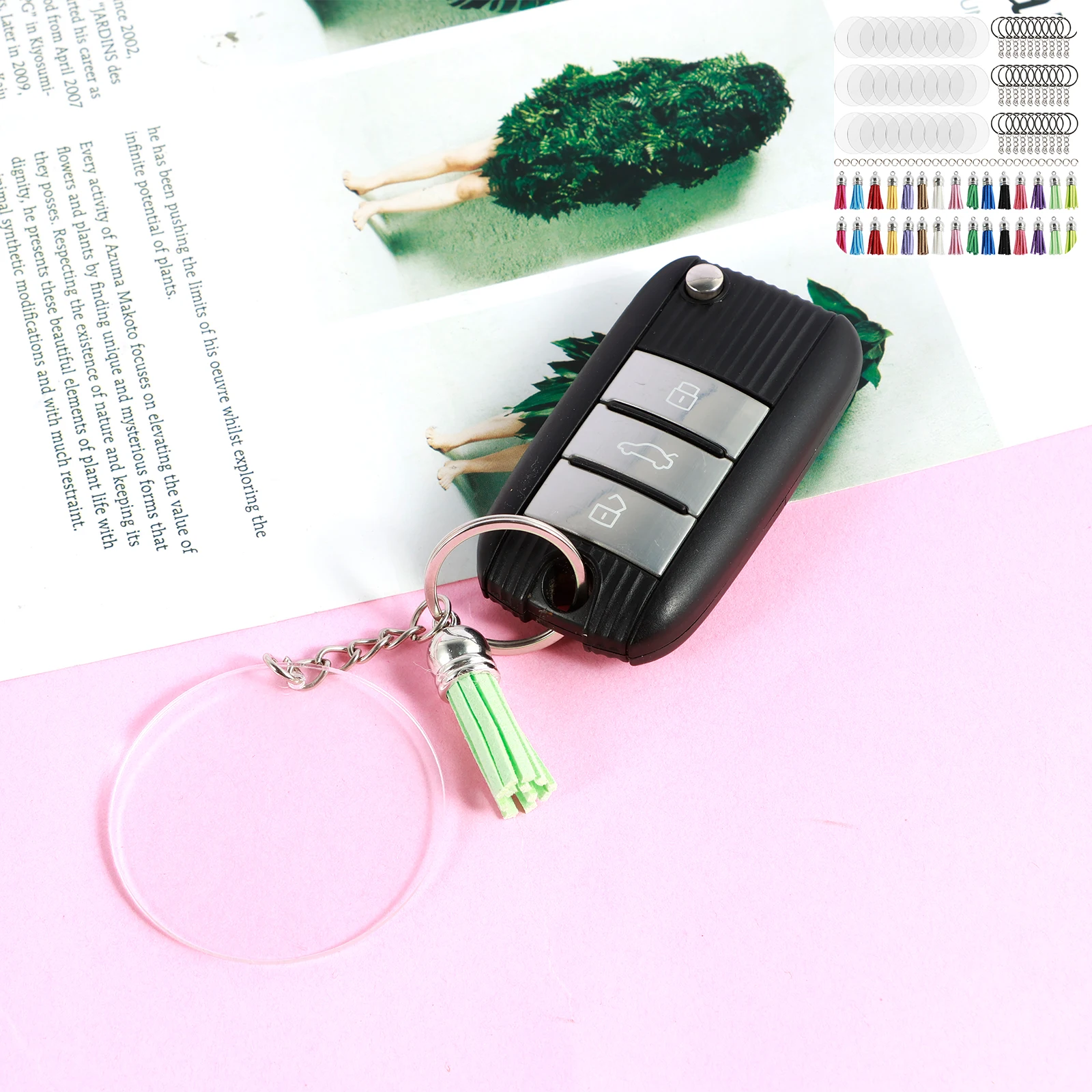 30Pcs Sublimation Keychain Blanks DIY Sublimation Blank Keychain with Tassels and Jump Rings Blank Key Chains