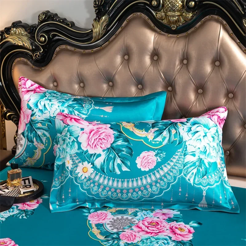 Embroidery Bed Linen Home Decoration Cool Fitted Bed Sheet Plus Size Art Flower Comfortable Bedspread for Double Size Bed 4