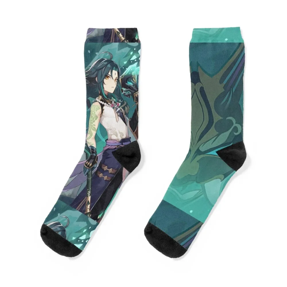 

Xiao ショウ Vigilant Yaksha Genshin Impact Socks Christmas Running Socks For Man Women's