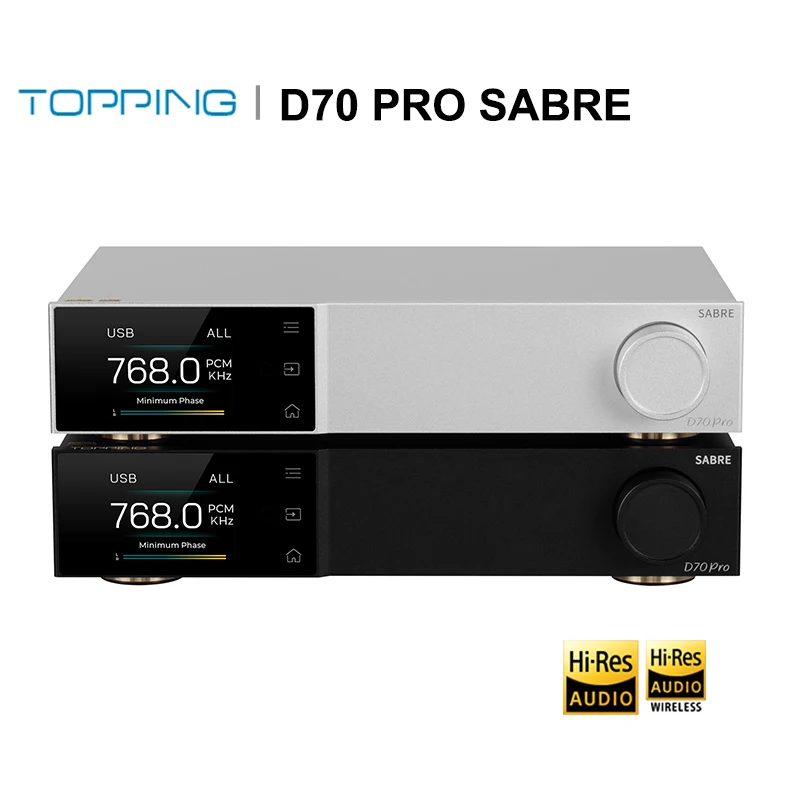 Topping D70 Pro Sabre Hi-Res Audio Dac Decoder Es9039Spro Chip Bluetooth 5.1 Ldac Aptx 12V Trigger Display A Colori Telecomando