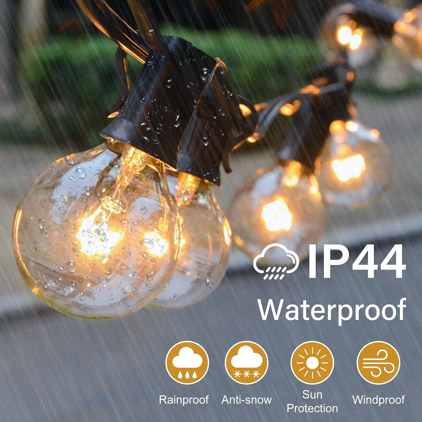 25Ft G40 Globe Bulb String Lights with 25 Glass Vintage Bulb Outdoor Patio Garden Garland Decorative Fairy Christmas lights