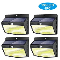 4 - Pack Solar - Powered LED Outdoor Wall Lamps - Motion Sensor, Waterproof, with 3 Lighting Modes (4PCS  138LED)