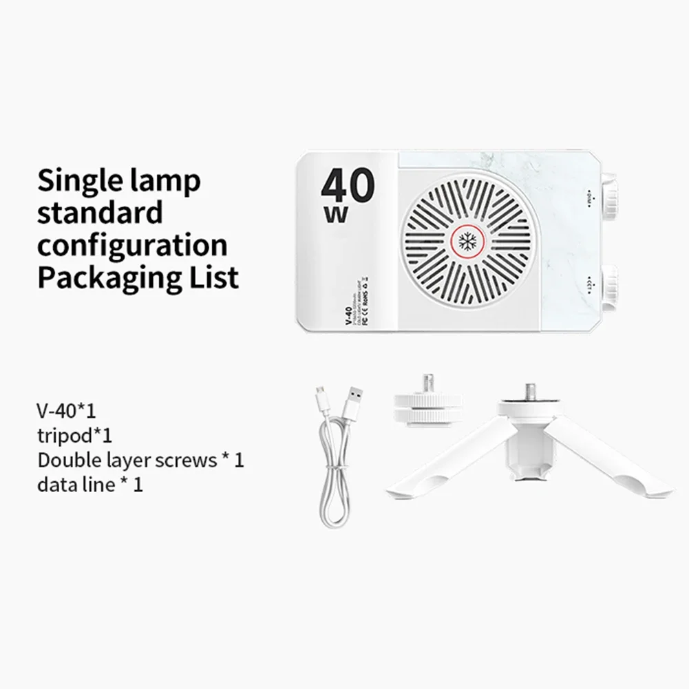 40W LED Camera Light 2800K-9000K RGB Video Light 4400mAh Rechargeable Handheld Fill Light Photography Lighting