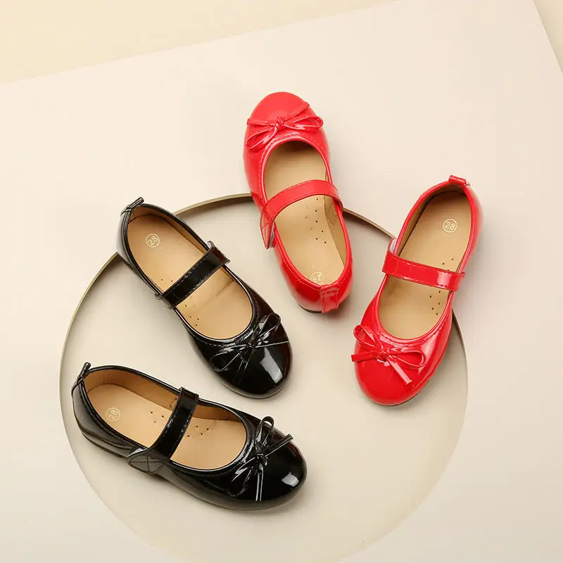 Kids Bowknot Princess Shoes Girls Flat Leather Spring Autumn For 3 4 5 6 7 8 9-15T New leather shoes girls shoes girls flats