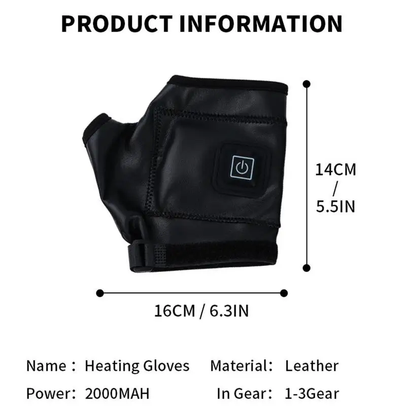USB Heated Gloves Outdoor Hand Mittens Fingerless Cycling Heating Gloves Rechargeable Winter Heating With 3 Adjustable