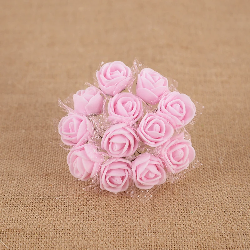 144/288 stücke 2cm Mini Spitze Pe Rose Blumen köpfe DIY künstliche gefälschte Rosen Blumen kopf Hochzeit Zubehör Wohnkultur Blumen köpfe – Detail 5