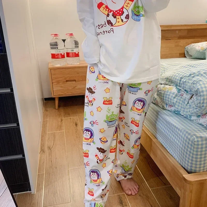 Disney Toy Story Autumn Women Long Sleeve Pajama Pants Anime Kawaii Print Casual Soft Loose Winnie The Pooh Pajama Pants