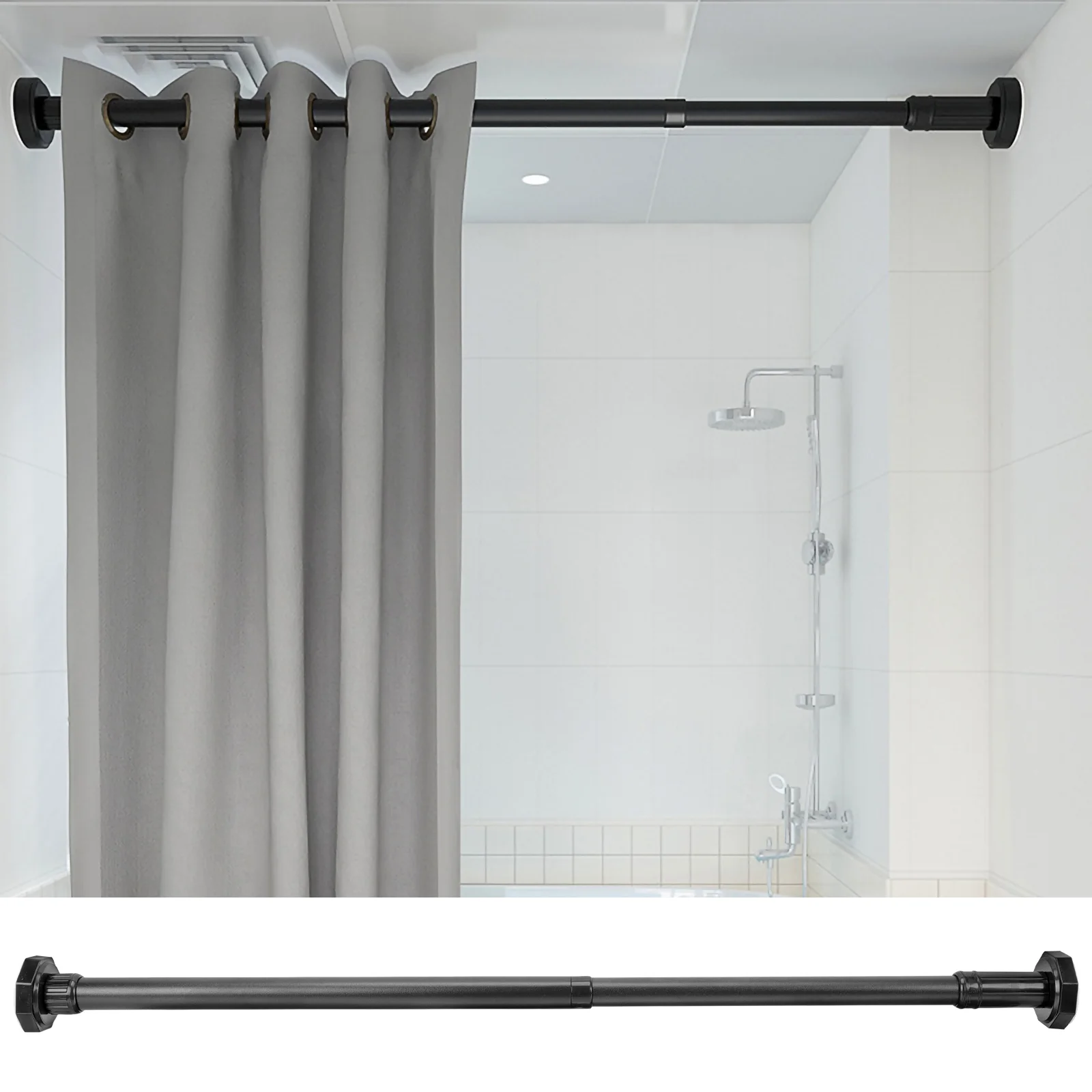 

Metal Telescopic Shower Curtain Rod Adjustable Pole Stainless Steel Temporary No Drilling