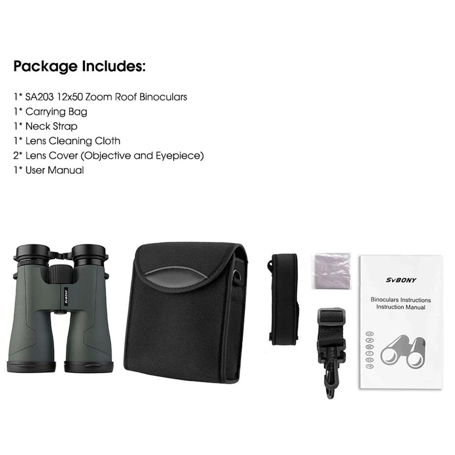 SA203 12x50 Professional Binoculars – BAK4 Prism Waterproof IPX7 Telescope for Birdwatching, Stargazing, Camping & Outdoor Activities 6