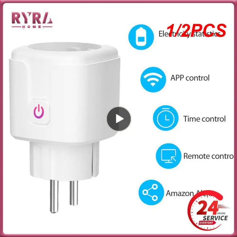 

1/2PCS Smart WiFi Plug Adaptor 16A Remote Voice Control Power Monitor Socket Outlet Timing Function work with Alexa Home