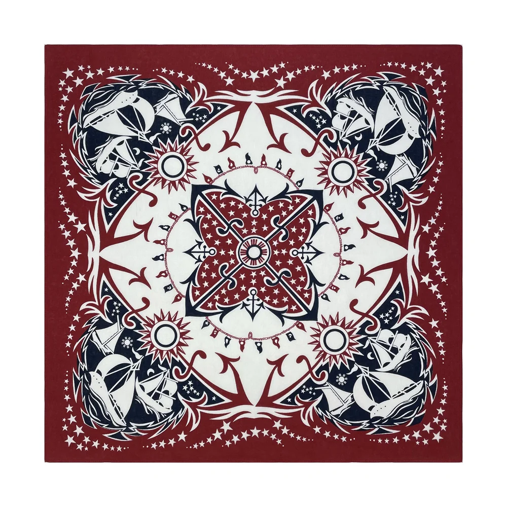 Navy Blue Sailboat Nautical Paisley Bandana Scarf
