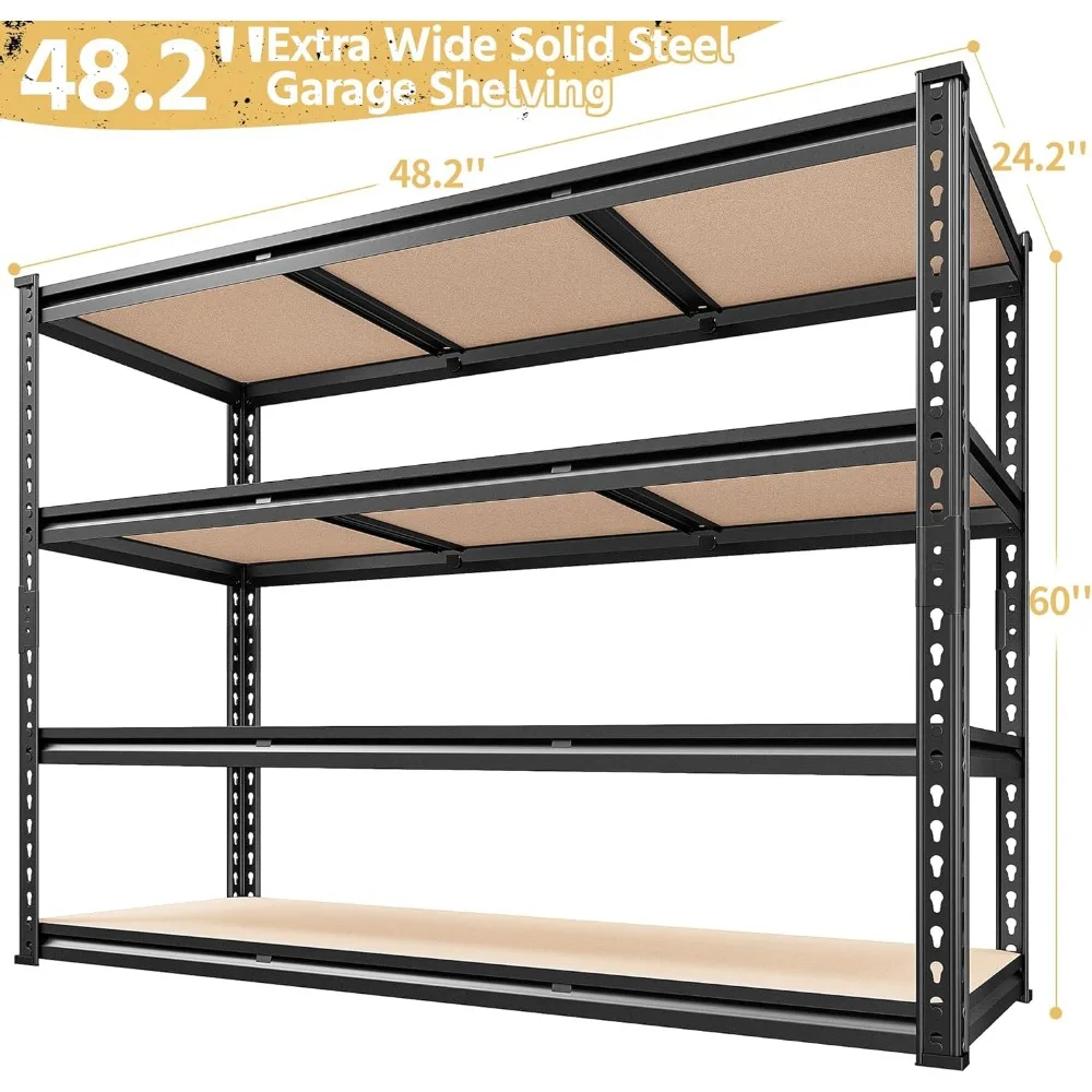 Garage Shelving Heavy Duty 2500LBS Storage Adjustable Garage Storage Shelf 4 Tier Metal Shelves for Storage Rack Industrial 6