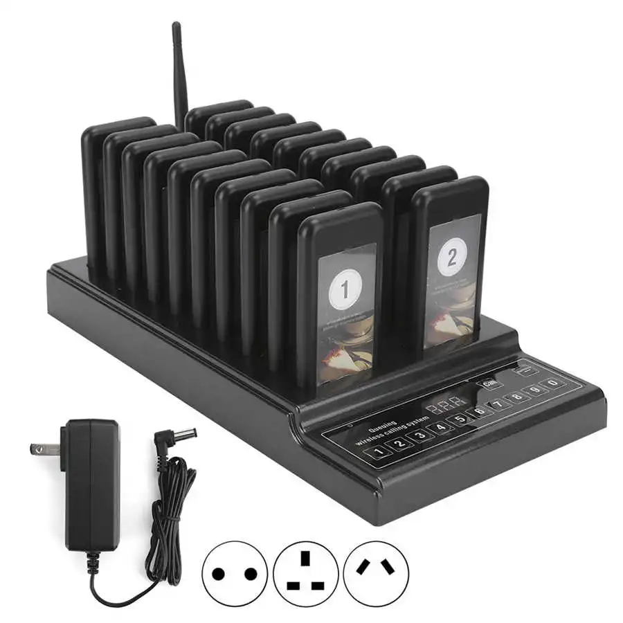 SU‑68Z Wireless Restaurant Buzzer Pager System 20 Coaster Receiver for Coffee Dessert Burger Shop Queue Calling System
