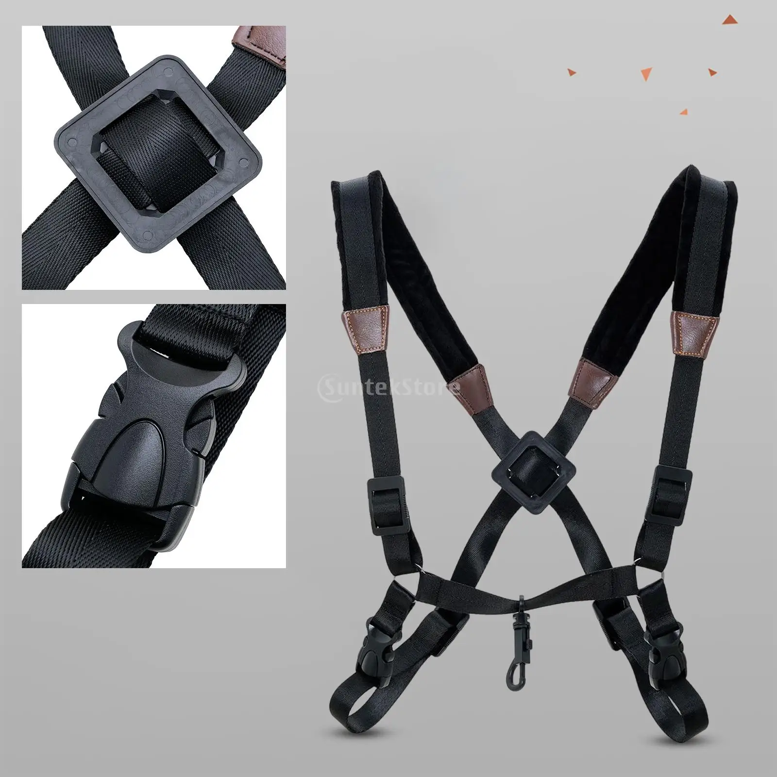 Adjustable Saxophone Leather Shoulder Neck Strap for Sax Players