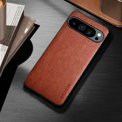 Luxury Vintage Solid Color Leather Case for Google 9 Pro (Brown)