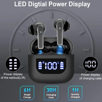 Wireless Earphone 40dB Noise Cancelling Bluetooth 5.3 Headphone with LED Display HD Call Earbuds for Business Office Travel Game 1
