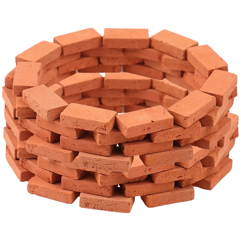 150 Pcs Mini Small Red Brick Toys Miniature Wall Bricks Statue Artificial Tails Clay Handmade Layout Decors