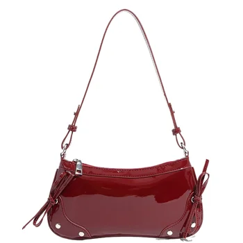 Borsa a Tracolla Mini Quadrata da Donna con Doppio Fiocco, Tinta Unita, Borsetta alla Moda